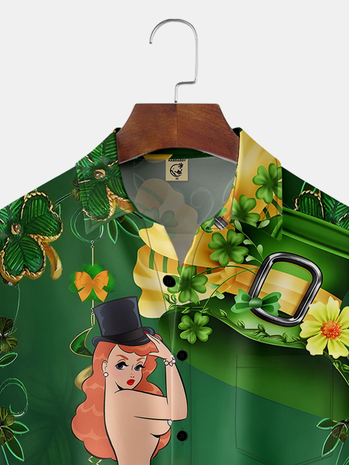 Hawaiian Button Up Shirt For Men Green St. Patrick'S Day Luck By Alice Meow