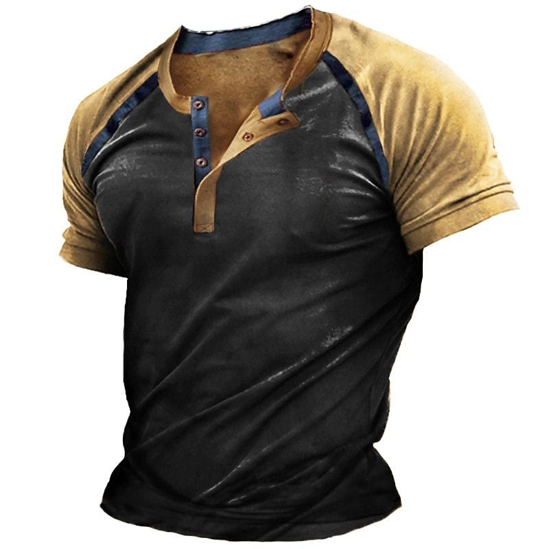 Men's Henley Shirt T shirt Tee 3D Print Graphic Patterned Color Block