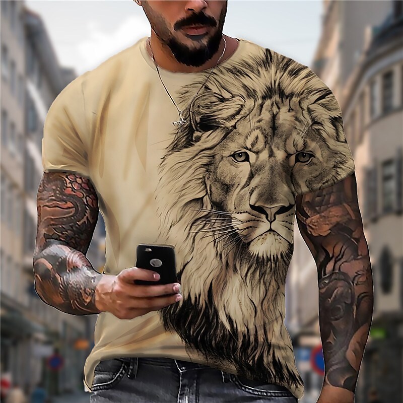 Men's Unisex T shirt Tee 3D Print Graphic Prints Lion Crew Neck Daily