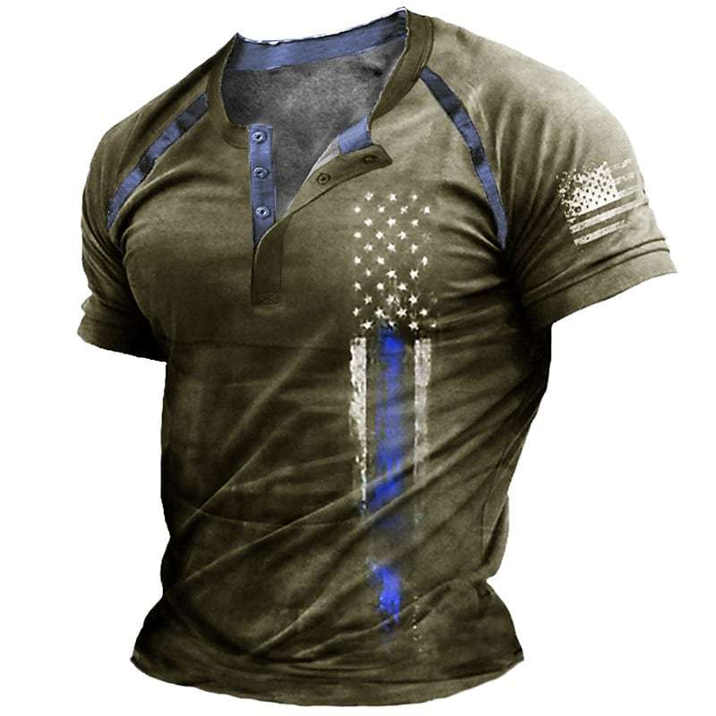 Men's Henley Unisex T-shirt 3D Print National Flag Casual Tops