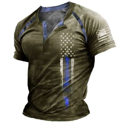 Men's Henley Unisex T-shirt 3D Print National Flag Casual Tops