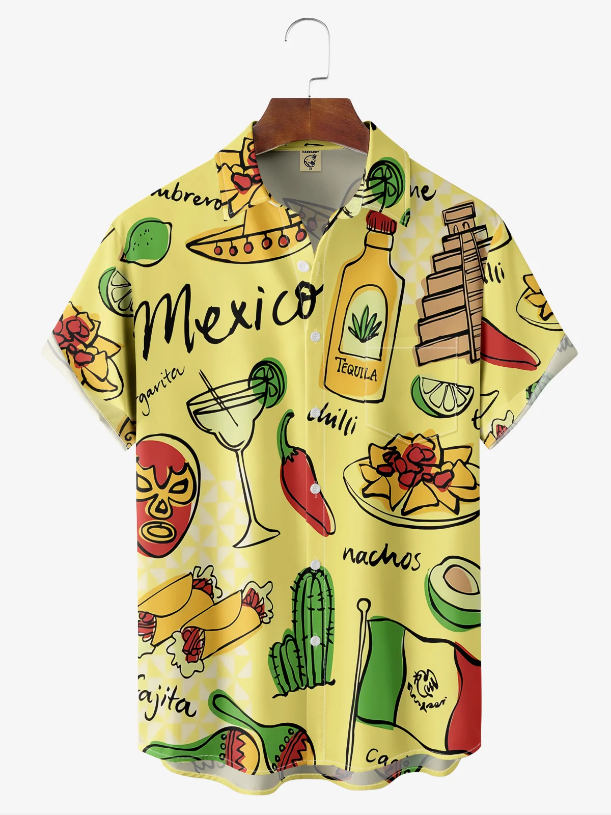 Rhyvra Mexican Tacos Chest Pocket Short Sleeve Hawaiian Shirt