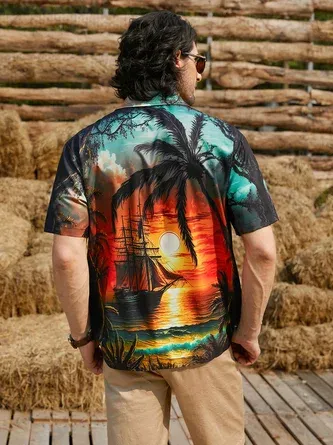 Rhyvra Coconut Tree Short Sleeve Hawaiian Shirt