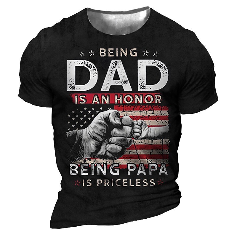 Men's 3D Print Graphic Hand Letter Crew Neck Daily Short Sleeve T-shir