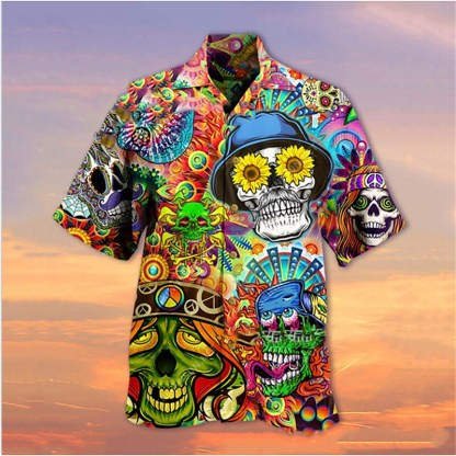 Men's Hawaiian Shirt 3D Print Skull