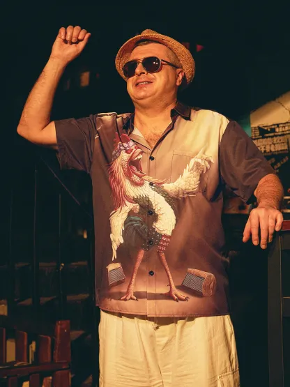 Rhyvra Rooster Chest Pocket Short Sleeves Casual Shirts