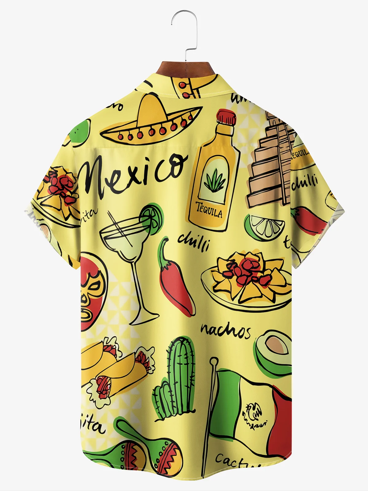 Rhyvra Mexican Tacos Chest Pocket Short Sleeve Hawaiian Shirt