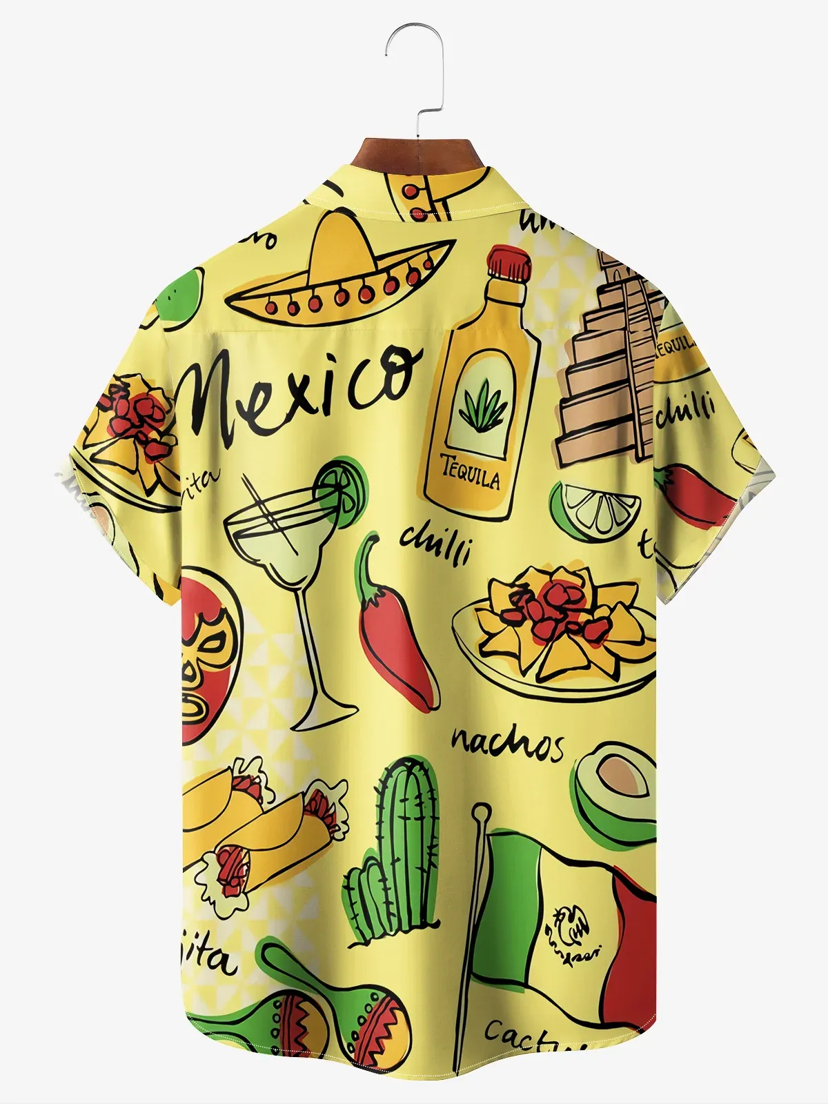 Rhyvra Mexican Tacos Chest Pocket Short Sleeve Hawaiian Shirt