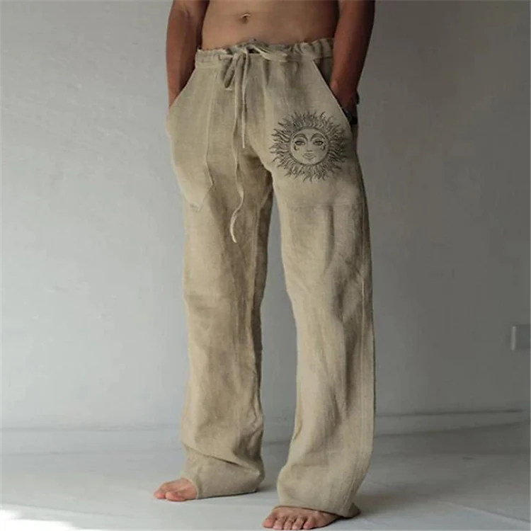 Men's Fashion Straight Elastic Design Print Pants