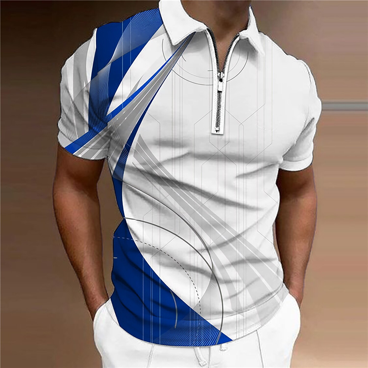 Men's Golf Shirt Short Sleeve 3D Print Casual Zipper Print Tops