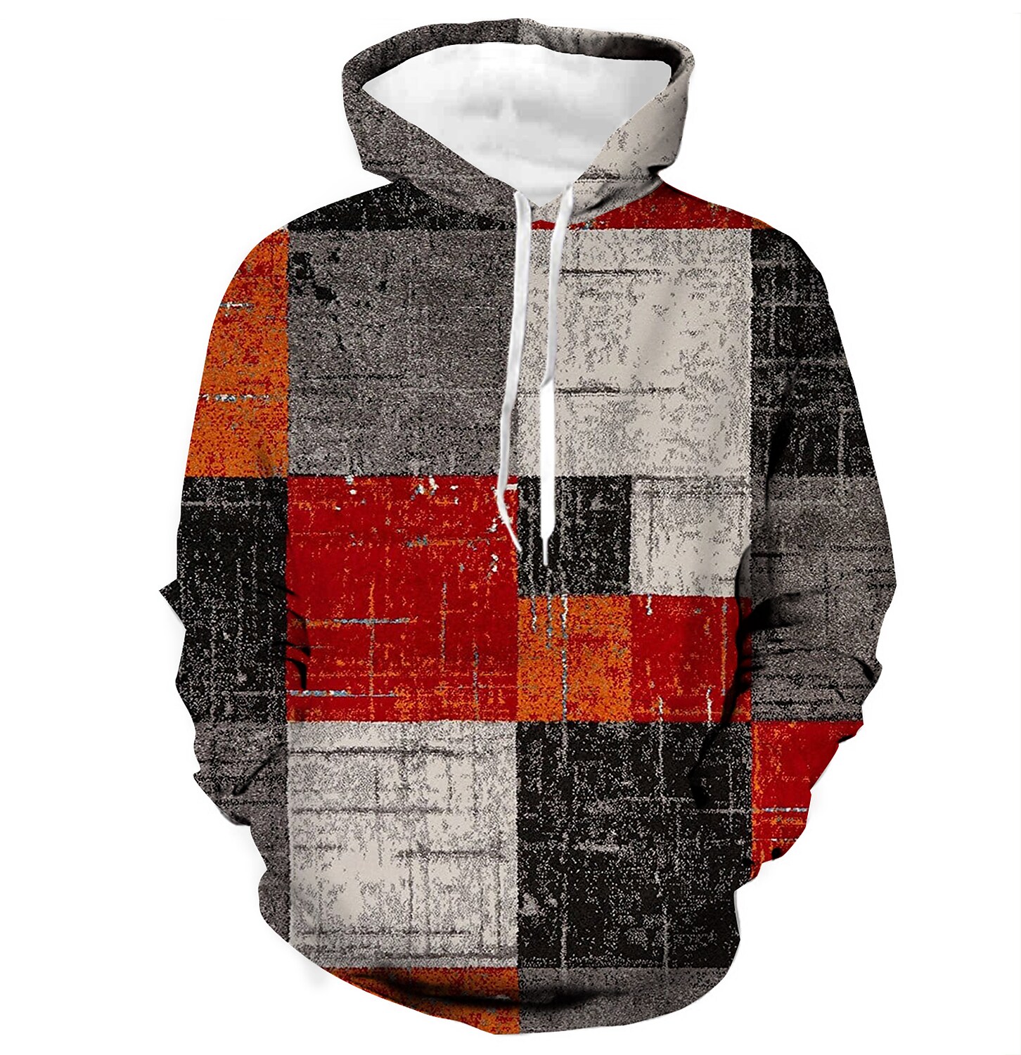 Men's Plaid Graphic Color Block Casual Daily Casual Long Sleeve Hoodie Pullover