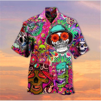 Men's Hawaiian Shirt 3D Print Skull