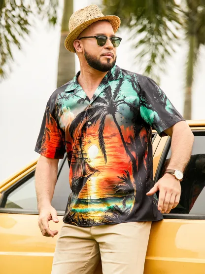 Rhyvra Coconut Tree Short Sleeve Hawaiian Shirt