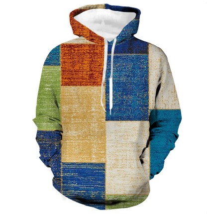 Men's Plaid Graphic Color Block Casual Daily Casual Long Sleeve Hoodie Pullover