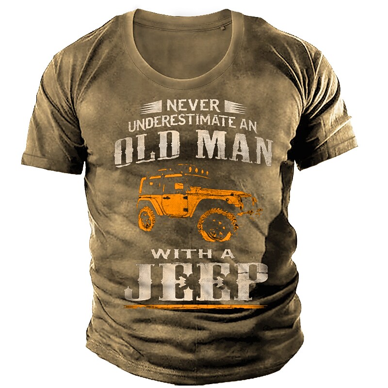 Men's 3D Print Graphic Car Letter  T-shirt