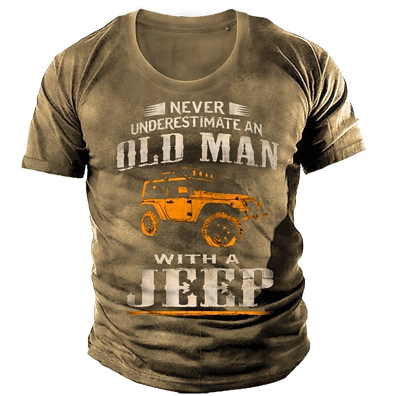 Men's 3D Print Graphic Car Letter  T-shirt