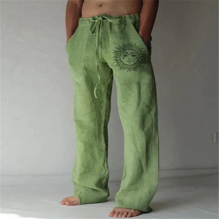 Men's Fashion Straight Elastic Design Print Pants