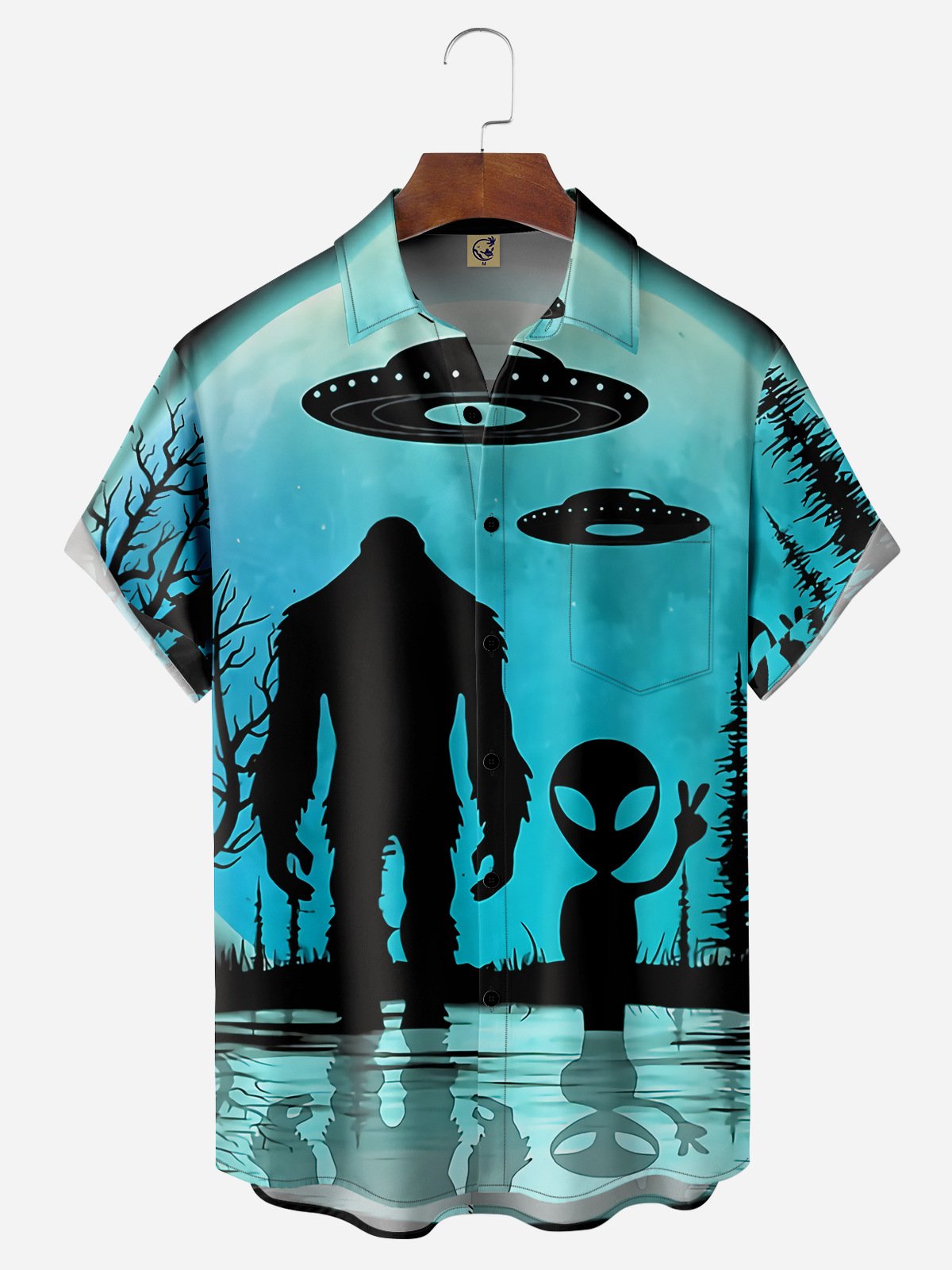 Rhyvra Alien Chest Pocket Short Sleeve Shirt