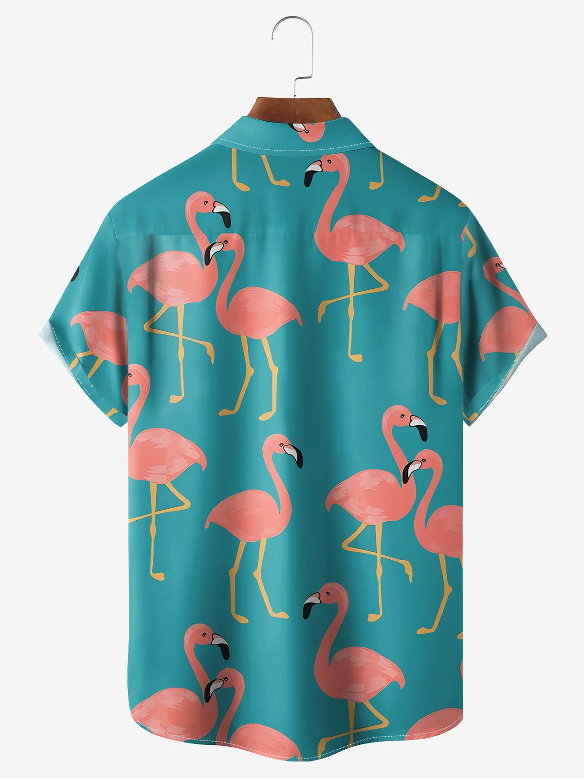 Rhyvra Flamingo Chest Pocket Short Sleeve Hawaiian Shirt