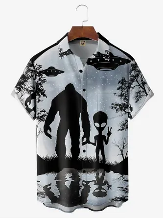 Rhyvra Alien Chest Pocket Short Sleeve Shirt