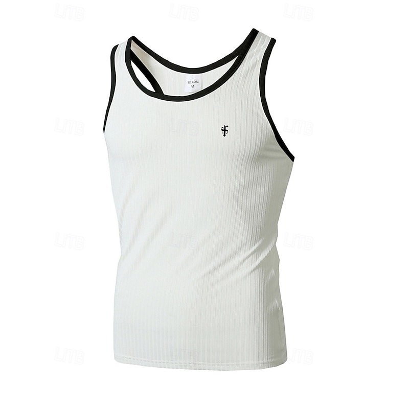 Men's Tank Top Vest Top Undershirt Sleeveless Shirt Sleeveless Crew Neck Summer Color Block Pit Strip Fashion Designer Basic Quick Dry Vacation Street Going out Black White Wine Top Tee for Men