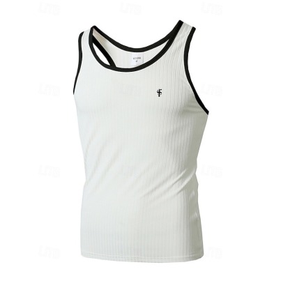 Men's Tank Top Vest Top Undershirt Sleeveless Shirt Sleeveless Crew Neck Summer Color Block Pit Strip Fashion Designer Basic Quick Dry Vacation Street Going out Black White Wine Top Tee for Men