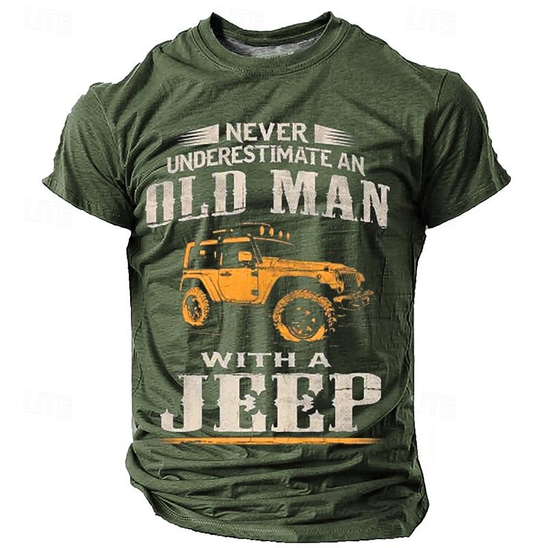 Men's Graphic Car Old Man T shirt Short Sleeve T shirt 3D Print Crew Neck Shirt Casual Street Style Sports Outdoor Holiday Going out Black Blue Brown Spring & Summer Clothing Apparel S M L XL 2XL 3XL