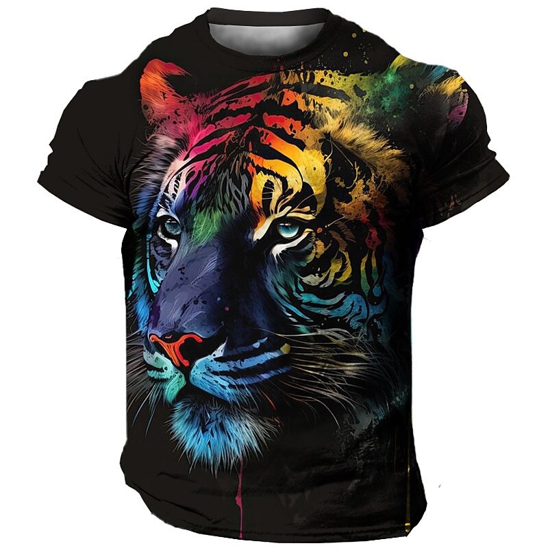 Men's Graphic Tiger T shirt Short Sleeve T shirt 3D Print Crew Neck Shirt Vintage Fashion Designer Outdoor Daily Sports Blue Purple Orange Spring & Summer Clothing Apparel S M L XL 2XL 3XL