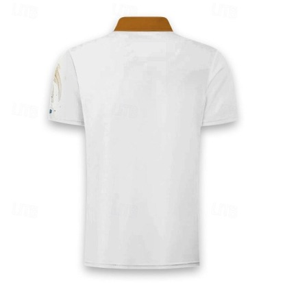 Men's Zip Polo Shirts Golf Shirt Short Sleeve Polo Shirts Collared Shirts Funny Streetwear Vacation Wear Party Outfits 3D Print Quarter Zip Polo White