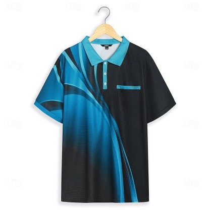 Men's Graphic Prints Geometry Waffle Polo Shirts Polo Shirts Short Sleeve Polo Shirts Turndown Casual Going out Print Yellow Blue Purple