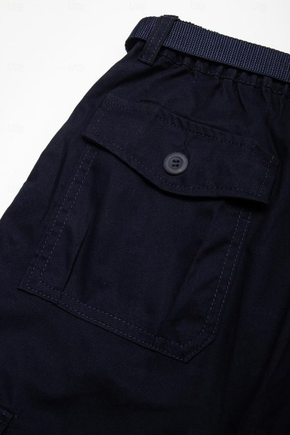 Men's Cargo Pants Cargo Trousers Work Pants Crop Multi Pocket Plain Camouflage Comfort Breathable Calf-Length Casual Daily Streetwear Cotton Blend Sports Fashion turmeric Black Micro-elastic