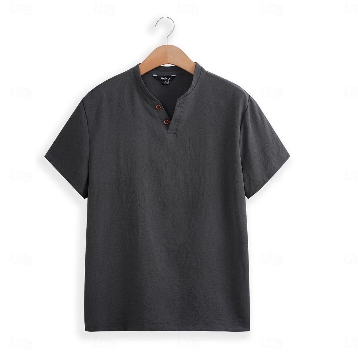 Men's Henley Shirt Tee Top Plain V Neck Street Vacation Short Sleeves Clothing Apparel Fashion Designer Basic