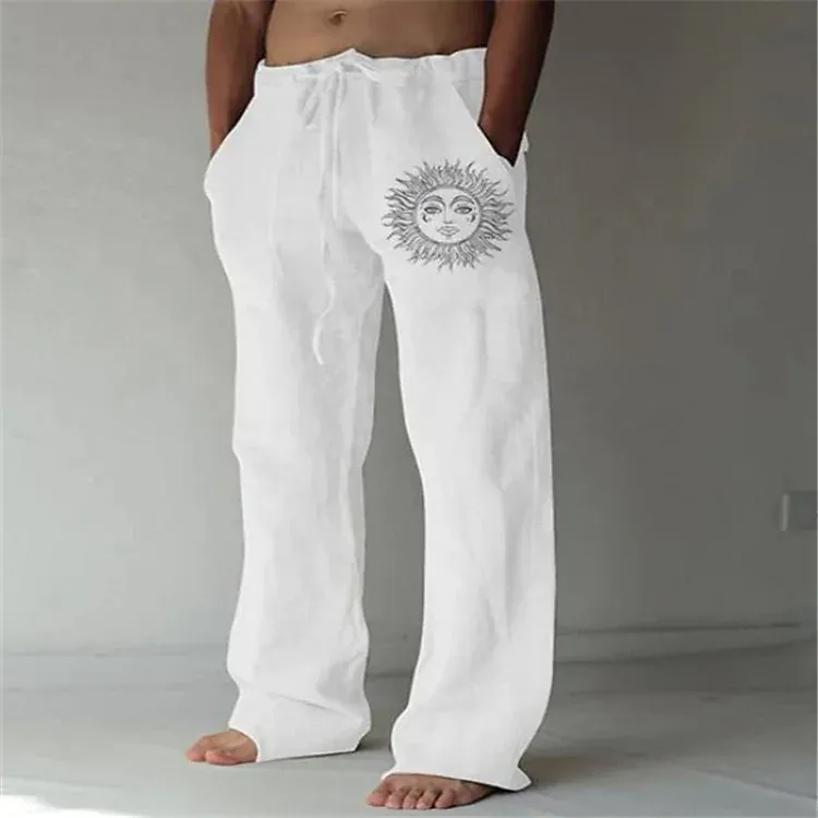 Men's Fashion Straight Elastic Design Print Pants