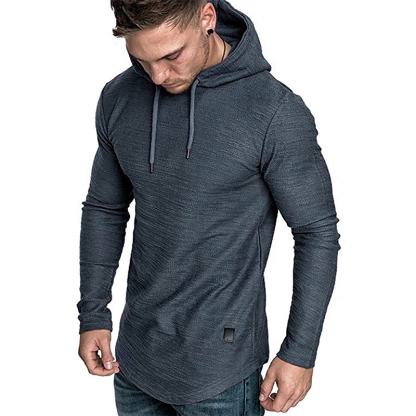 Men's Solid Color Sports & Outdoor Long Sleeve Pullover Hoodie Sweatshirt