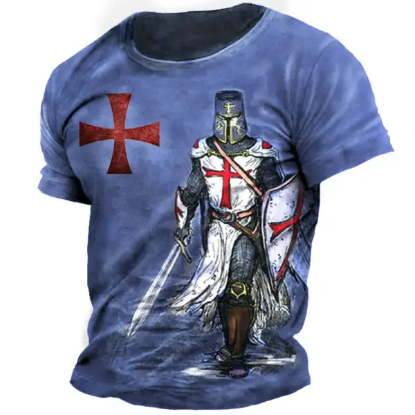 Men's Vintage Templar Cross Print T-Shirt