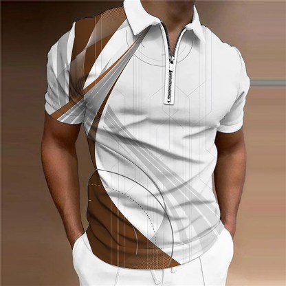 Men's Golf Shirt Short Sleeve 3D Print Casual Zipper Print Tops