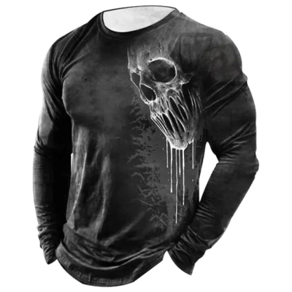 Men's Outdoor Retro Skull Head Comfortable T-Shirt