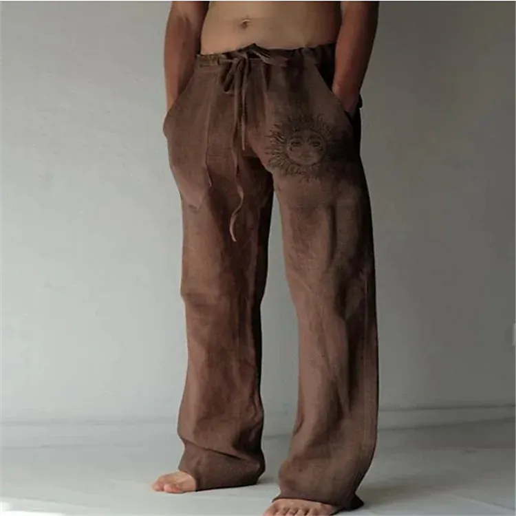 Men's Fashion Straight Elastic Design Print Pants
