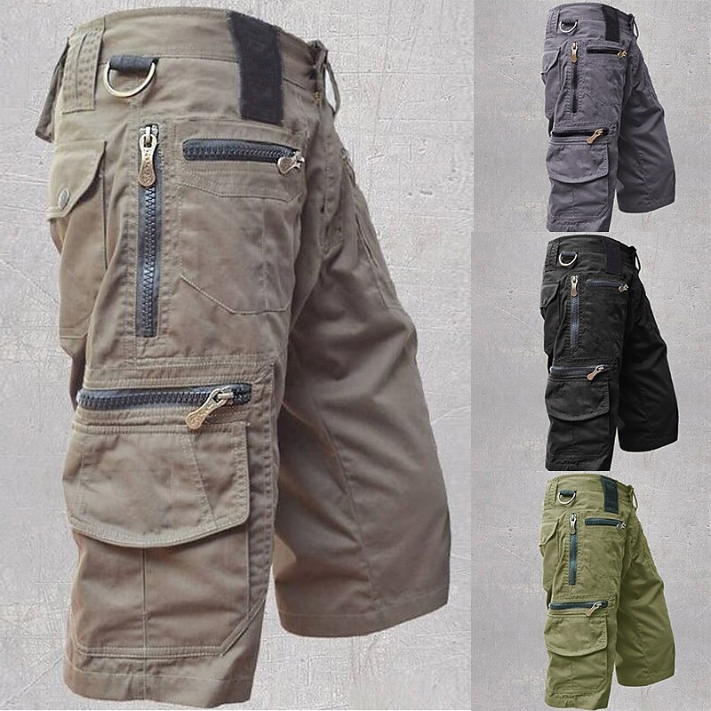 Men's Stylish Straight Cargo Shorts Multiple Pockets