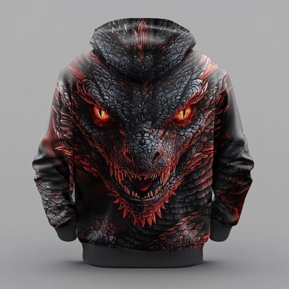 Men's Dragon Hoodies Sweatshirt Outerwear Long Sleeve Hooded Sweatshirt Crew Neck Fashion 3D Print Party Holiday Streetwear Black Blue Drawstring Fall Winter Designer