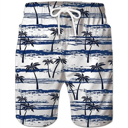 Men's Coconut Tree Board Shorts Swim Shorts Swim Trunks Mid Waist Hawaiian Boho Casual Daily Holiday Drawstring with Mesh lining Elastic Waist Designer Clothing Apparel