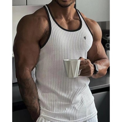 Men's Tank Top Vest Top Undershirt Sleeveless Shirt Sleeveless Crew Neck Summer Color Block Pit Strip Fashion Designer Basic Quick Dry Vacation Street Going out Black White Wine Top Tee for Men