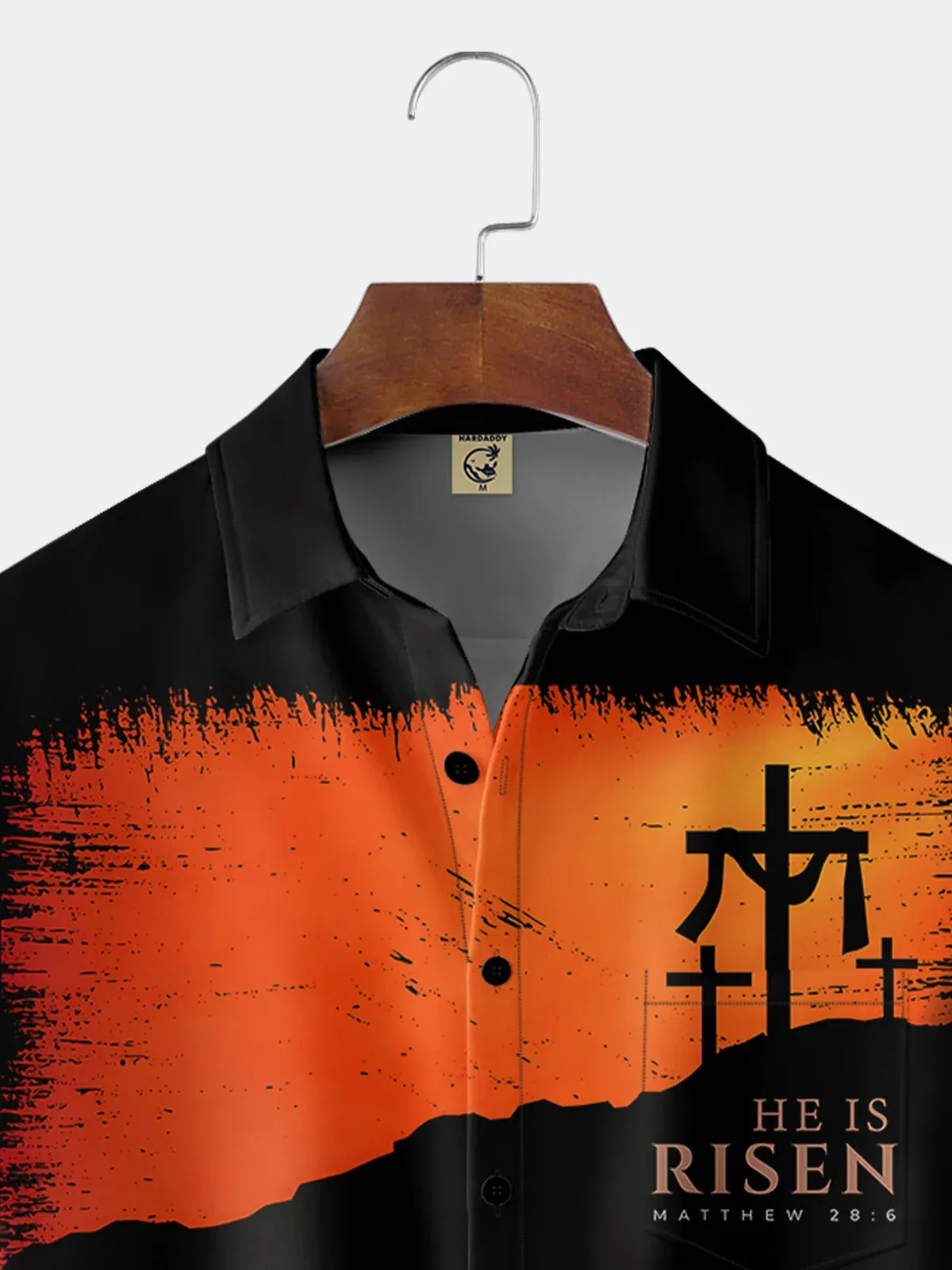 Rhyvra Easter Cross Chest Pocket Short Sleeve Hawaiian Shirt