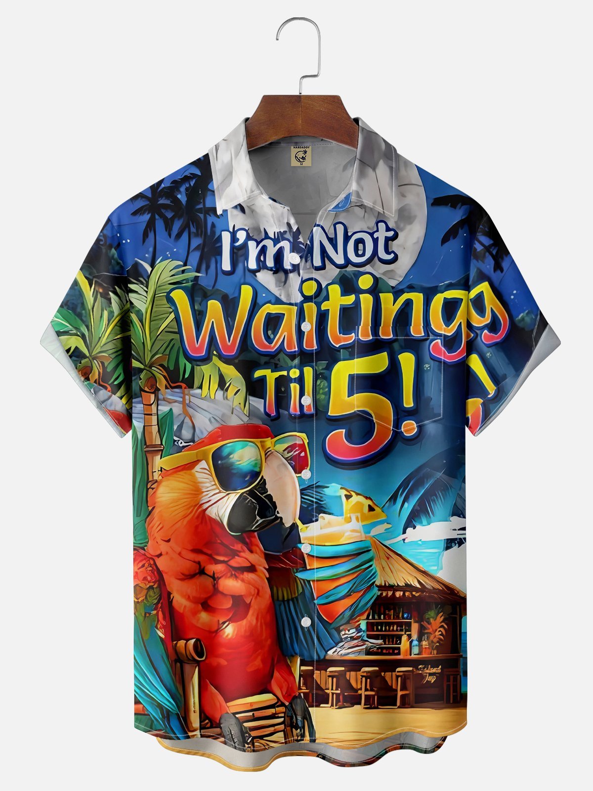 Moisture Wicking I M Not Waiting Ril 5 Parrot Beach Scene Chest Pocket Hawaiian Shirt