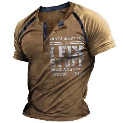 Men's Henley  T-shirt 3D Print Graphic Patterned Color Block Letter Henley