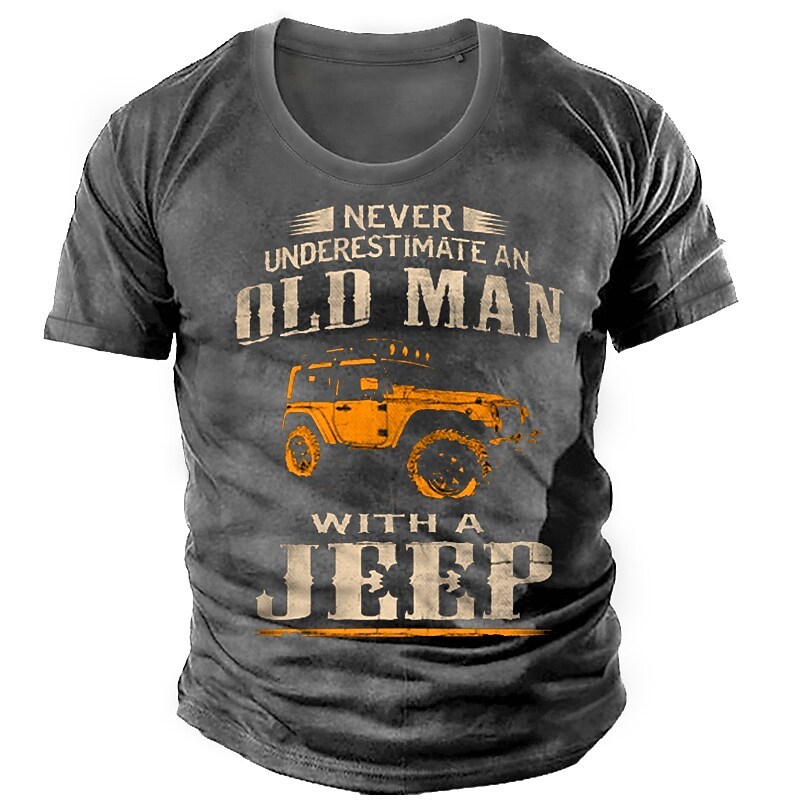 Men's 3D Print Graphic Car Letter  T-shirt