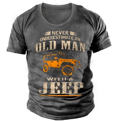 Men's 3D Print Graphic Car Letter  T-shirt