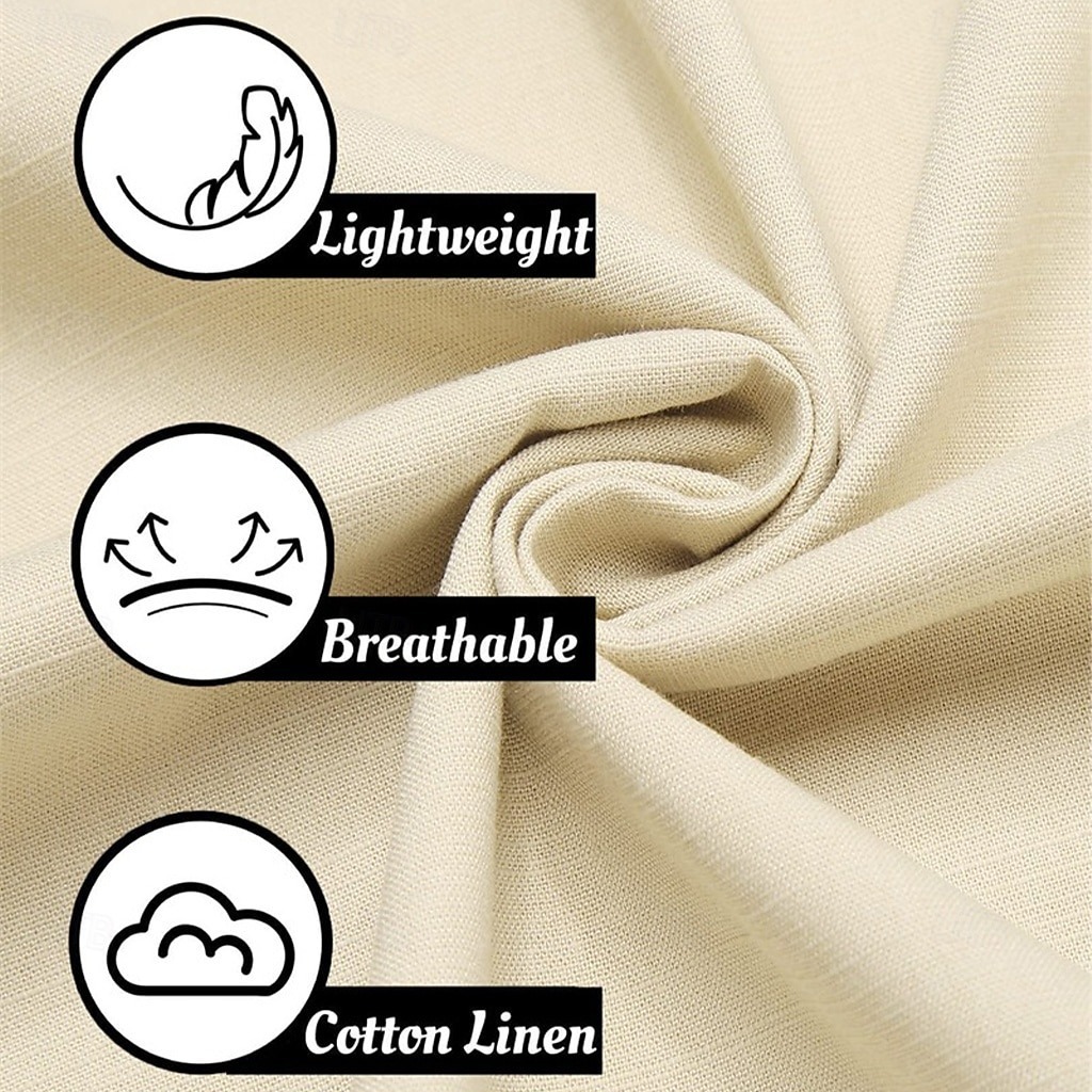 Men's Linen Pants Trousers Summer Pants Buttons Front Pocket Pleats Plain Comfort Breathable Full Length Casual Daily Holiday Fashion Basic Loose Fit Black White