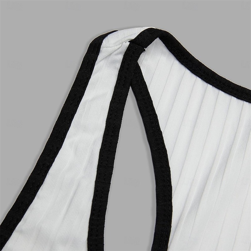 Men's Tank Top Rib Knit Top Wife beater Shirt Color Block Pit Strip Crew Neck Outdoor Going out Sleeveless Clothing Apparel Fashion Designer Muscle