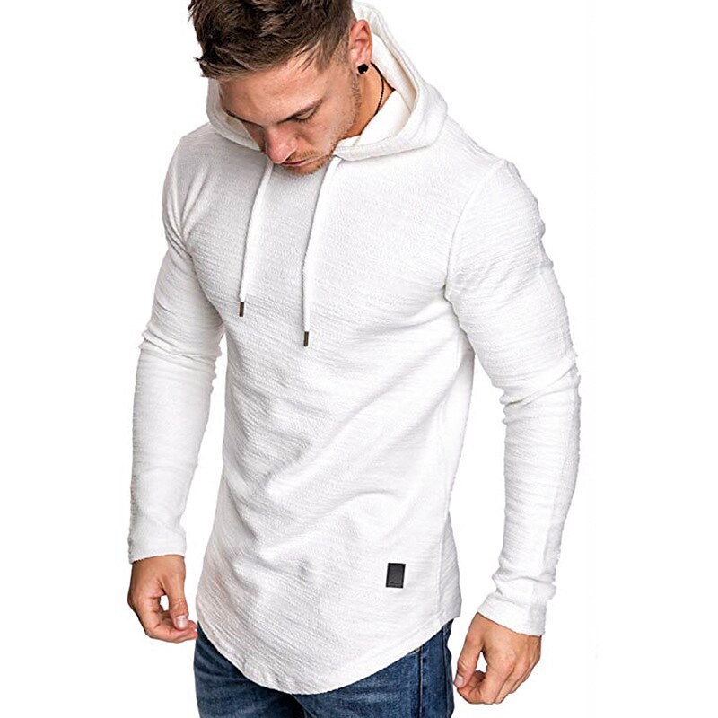 Men's Solid Color Sports & Outdoor Long Sleeve Pullover Hoodie Sweatshirt
